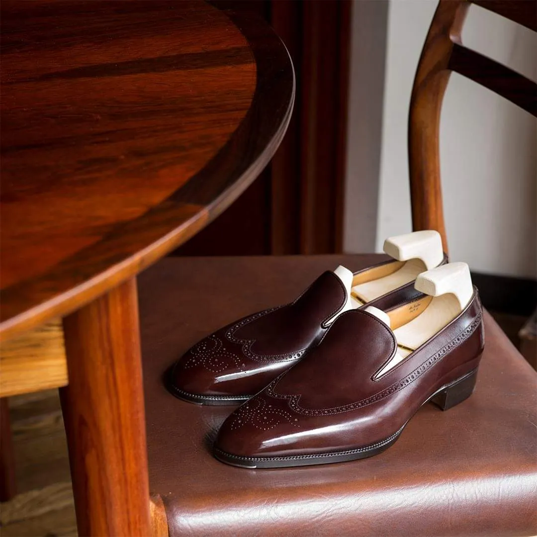 Brown Leather Cassiopeia Wingtip Brogue Loafers - Formal Shoes