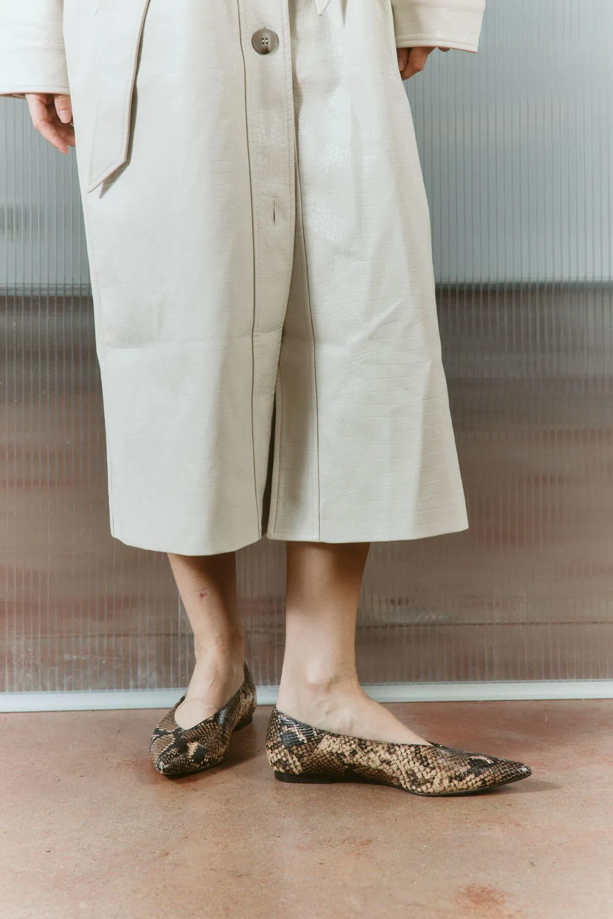 LOCKE FLAT PUMPS BROWN SNAKE LEATHER