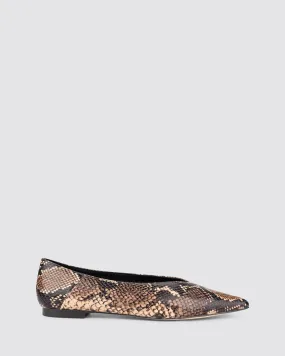 LOCKE FLAT PUMPS BROWN SNAKE LEATHER