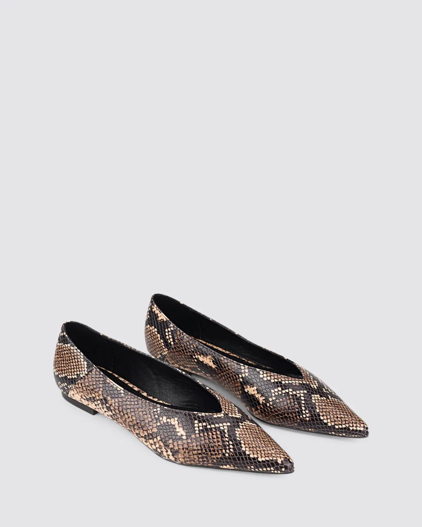 LOCKE FLAT PUMPS BROWN SNAKE LEATHER