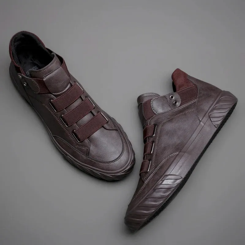 Men's Leather Shoes - Korean Trend, Comfortable Loafer, British Fashion High-Top Sneakers, New Moccasins Zapatos De Hombre