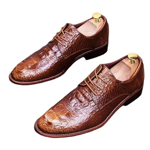 Men's pointed leather shoes Business dress Men's shoes lace