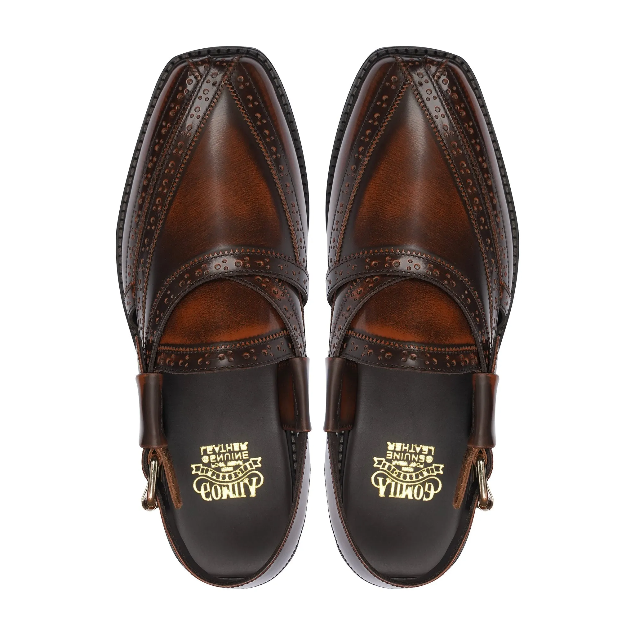 Mizuki - Men's Burnish Brown Box Leather High Shine Sandal