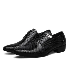New Imitate Snake Leather Men Oxford Shoes Lace Up Casual Business Men Pointed Shoes Brand Men Wedding Men Dress Boat Shoes