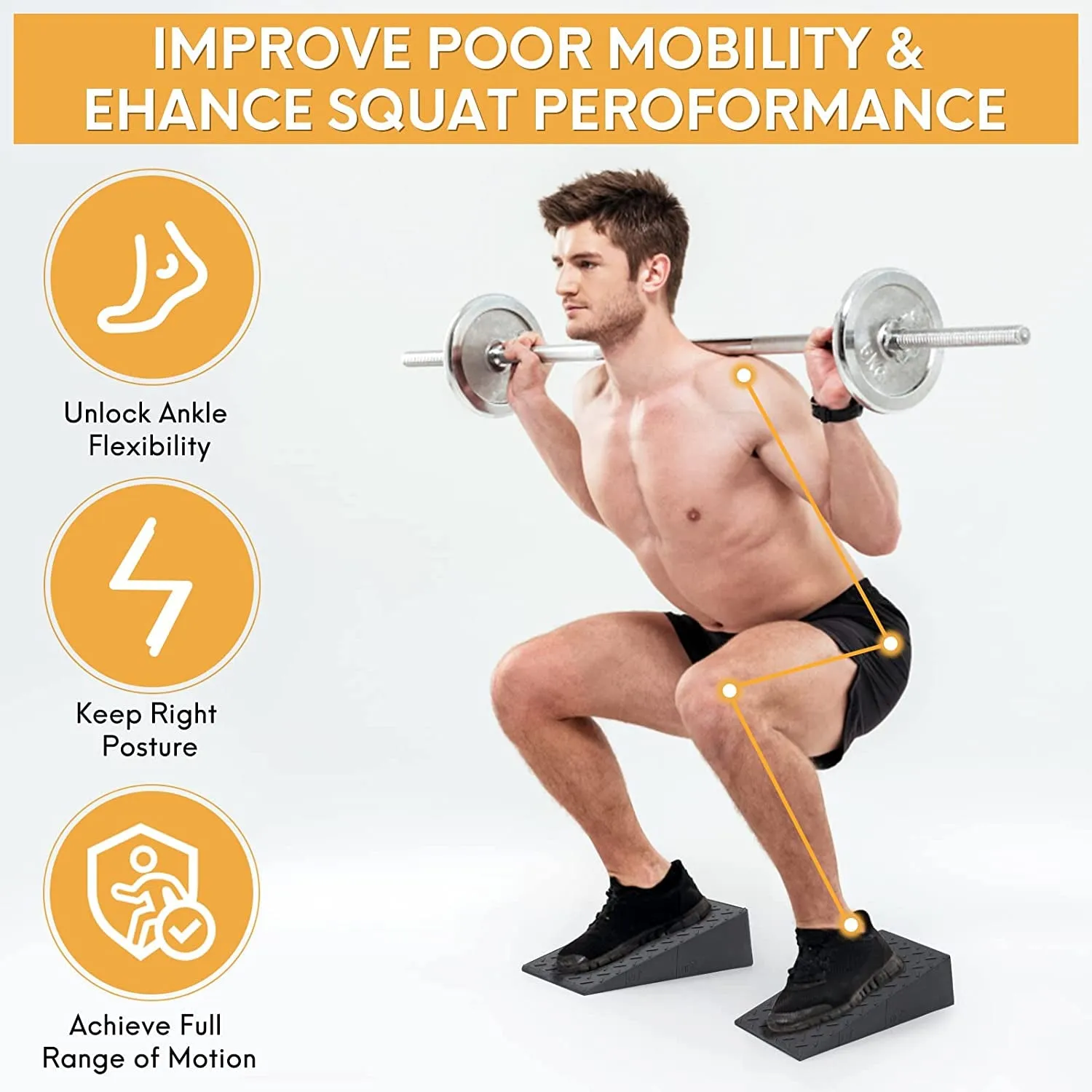 Squat Wedge – Slant Board for Squats Non-Slip Squat Wedge Blocks Improve Squat and Strength Performance Calf Stretcher for Physical Therapy Foot Stretcher