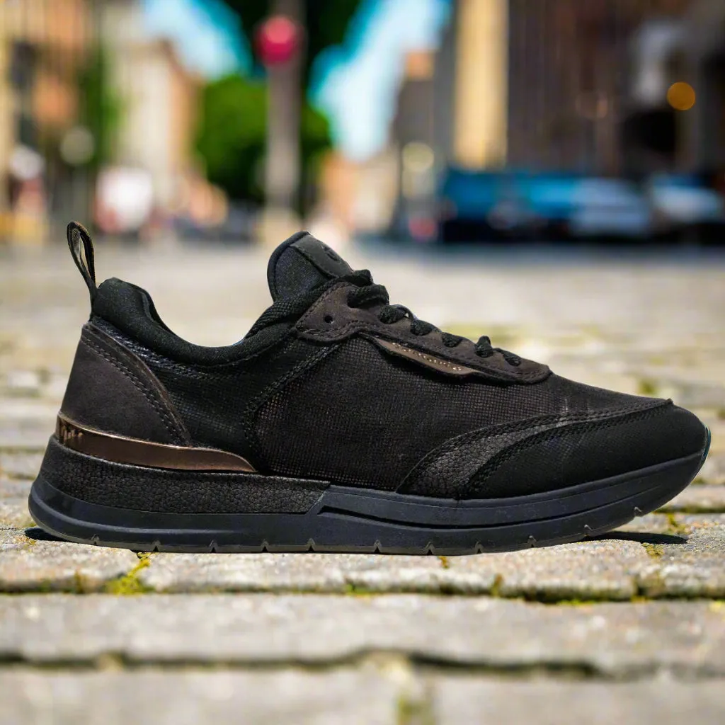 Tamaris Taja Side Zip Sparkle Trainer - Black Copper Size EU 40 / UK 7 / US 9