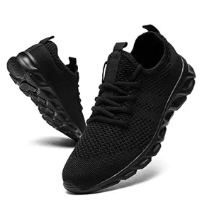 Tvtaop Tennis Shoes for Mens Athletic Running Shoes Lightweight Casual Sneakers Non Slip Walking Gym Sport Shoes Black,Mens Size 10