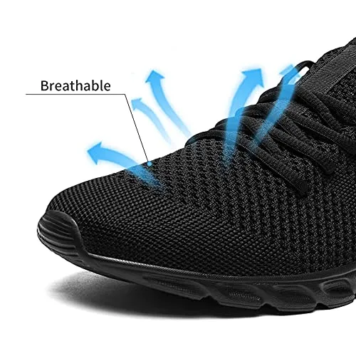 Tvtaop Tennis Shoes for Mens Athletic Running Shoes Lightweight Casual Sneakers Non Slip Walking Gym Sport Shoes Black,Mens Size 10