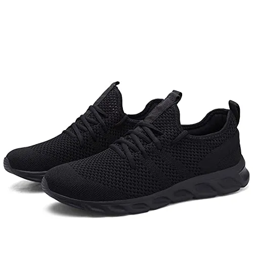 Tvtaop Tennis Shoes for Mens Athletic Running Shoes Lightweight Casual Sneakers Non Slip Walking Gym Sport Shoes Black,Mens Size 10