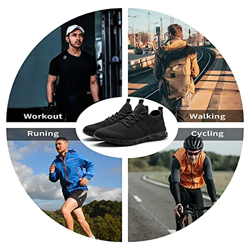 Tvtaop Tennis Shoes for Mens Athletic Running Shoes Lightweight Casual Sneakers Non Slip Walking Gym Sport Shoes Black,Mens Size 10