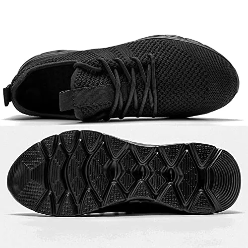 Tvtaop Tennis Shoes for Mens Athletic Running Shoes Lightweight Casual Sneakers Non Slip Walking Gym Sport Shoes Black,Mens Size 10